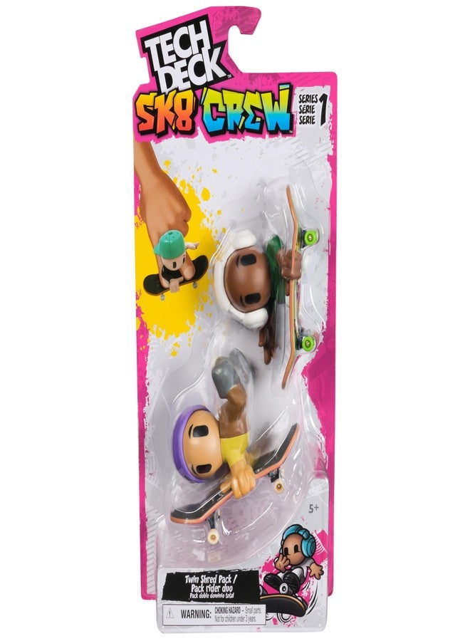 Tech Deck Sk8 Crew, 2 Exclusive Fingerboards with Assist Figures, Customizable Collectible Mini Skateboards, Toys for Kids Ages 5+ (Styles May Vary) - Image 1