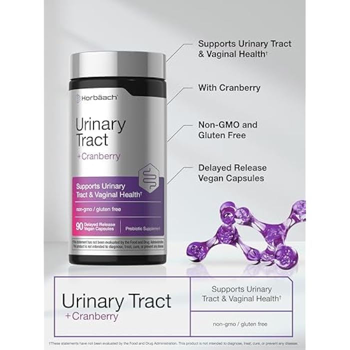 Horbäach Horbaach Urinary Tract Health for Women | 90 Vegan Capsules | Probiotics and Cranberry for Vaginal Health | Vegan, Non-GMO, Gluten Free Supplement - Image 4