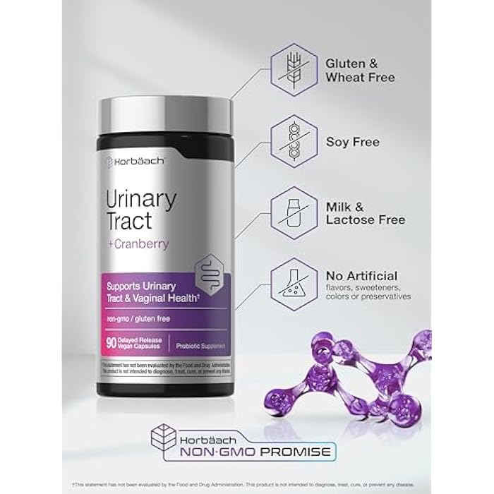 Horbäach Horbaach Urinary Tract Health for Women | 90 Vegan Capsules | Probiotics and Cranberry for Vaginal Health | Vegan, Non-GMO, Gluten Free Supplement - Image 5