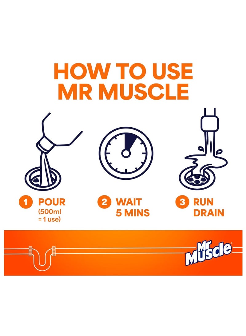 Mr Muscle Max Gel Drain Unblocker 2 X 1 Litre ( pack of 2 ) - Image 2