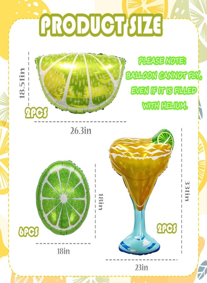 KHC-KHF Lemon-Balloons Margarita-Balloon 10PCS Lime Fruit Green Lemon Foil Balloons Margs and Matrimony Bachelorette Birthday Wedding Fiesta Party Decorations Supply - Image 3