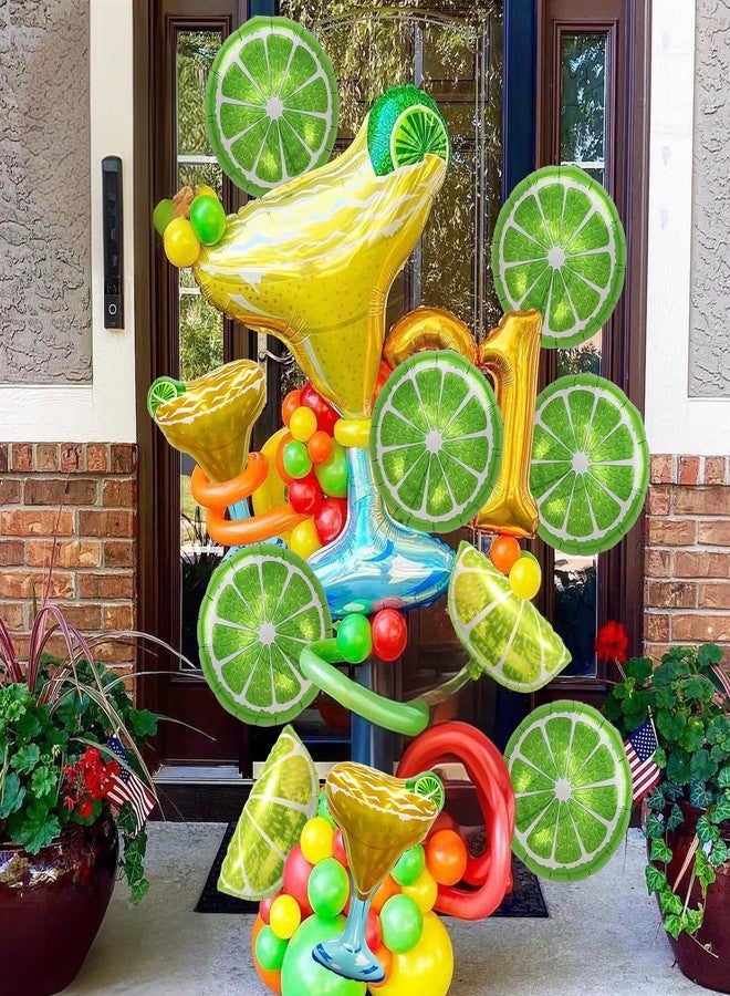 KHC-KHF Lemon-Balloons Margarita-Balloon 10PCS Lime Fruit Green Lemon Foil Balloons Margs and Matrimony Bachelorette Birthday Wedding Fiesta Party Decorations Supply - Image 2