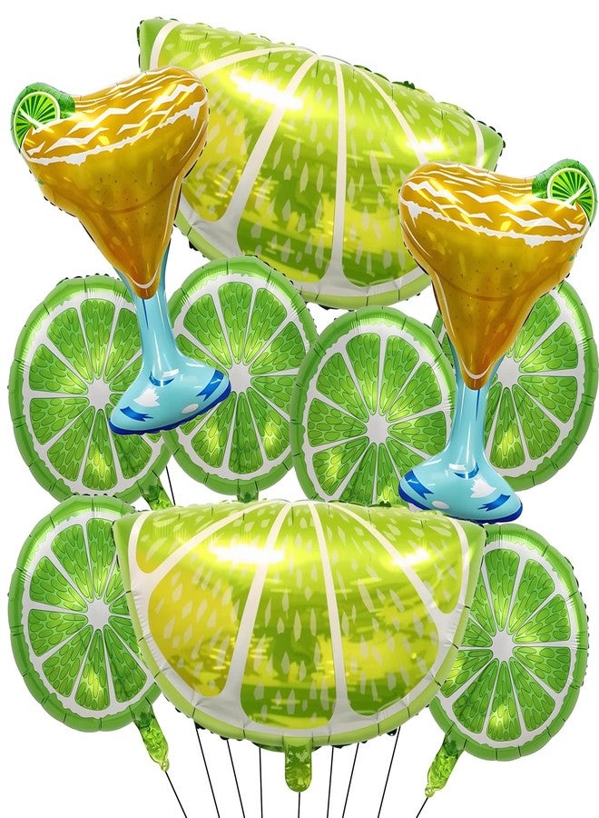 KHC-KHF Lemon-Balloons Margarita-Balloon 10PCS Lime Fruit Green Lemon Foil Balloons Margs and Matrimony Bachelorette Birthday Wedding Fiesta Party Decorations Supply - Image 1