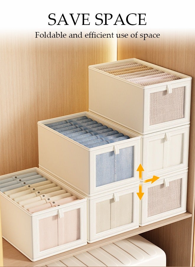 DUNISO 4 Pcs Wardrobe Clothes Organizer, Visible Drawer Organizers with Handles，Foldable Closet Organizer Bins，Moisture and Mold Prevention，Sturdy and Durable，for Home Bedroom Office, Can Store Shirts, T-Shirts, Kids Jeans, Scarves, And Baby Clothes  - Image 5
