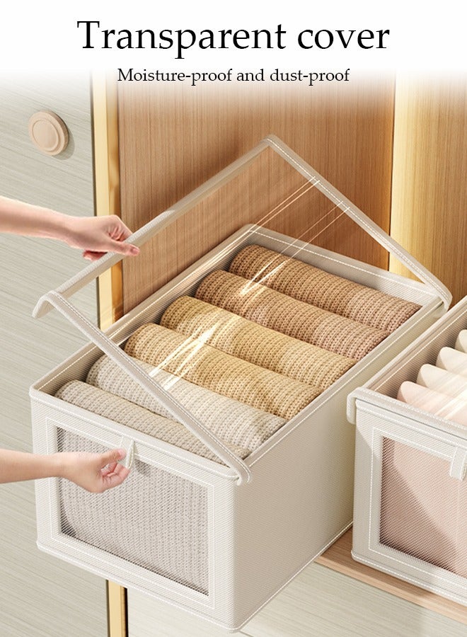 DUNISO 4 Pcs Wardrobe Clothes Organizer, Visible Drawer Organizers with Handles，Foldable Closet Organizer Bins，Moisture and Mold Prevention，Sturdy and Durable，for Home Bedroom Office, Can Store Shirts, T-Shirts, Kids Jeans, Scarves, And Baby Clothes  - Image 4