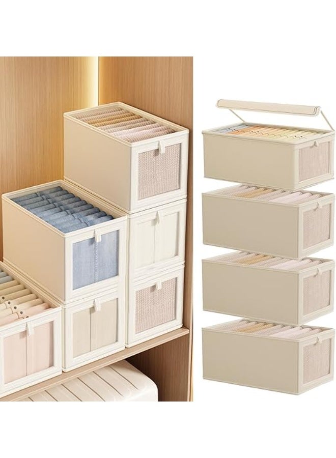 DUNISO 4 Pcs Wardrobe Clothes Organizer, Visible Drawer Organizers with Handles，Foldable Closet Organizer Bins，Moisture and Mold Prevention，Sturdy and Durable，for Home Bedroom Office, Can Store Shirts, T-Shirts, Kids Jeans, Scarves, And Baby Clothes  - Image 1