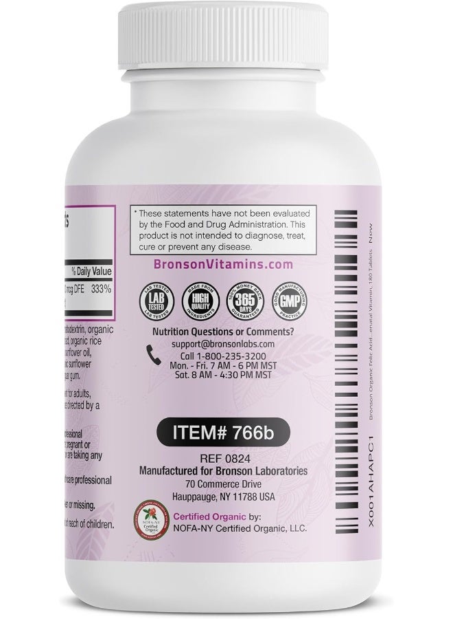Bronson Organic Folic Acid (Folate) 800 mcg USDA Certified Natural Folate from Lemon Peel - Image 5