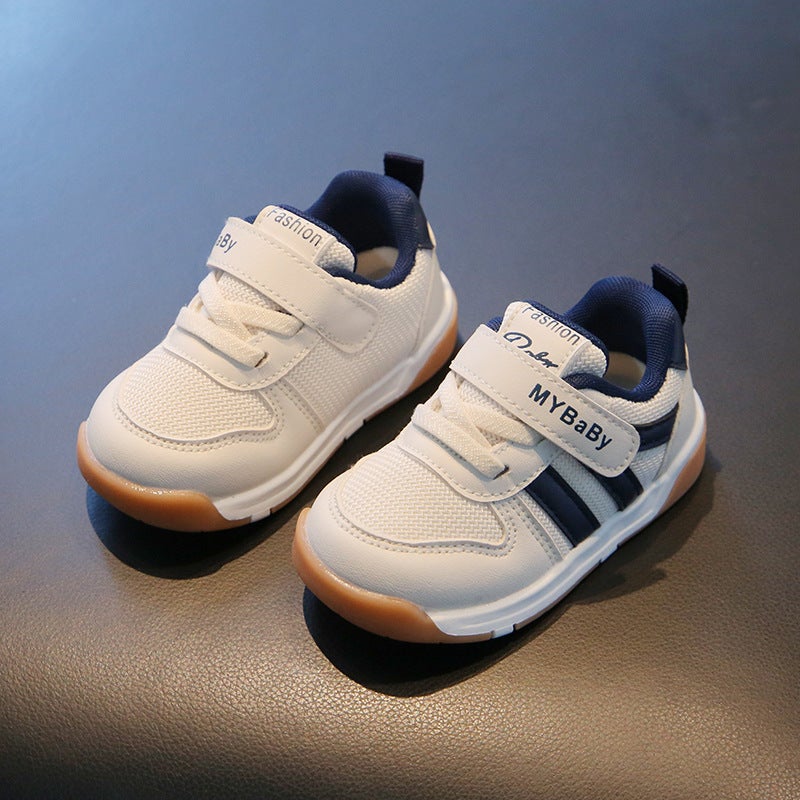 Spring Autumn Kids Mesh Sneakers Breathable Anti-slip Toddler Shoes Dark blue