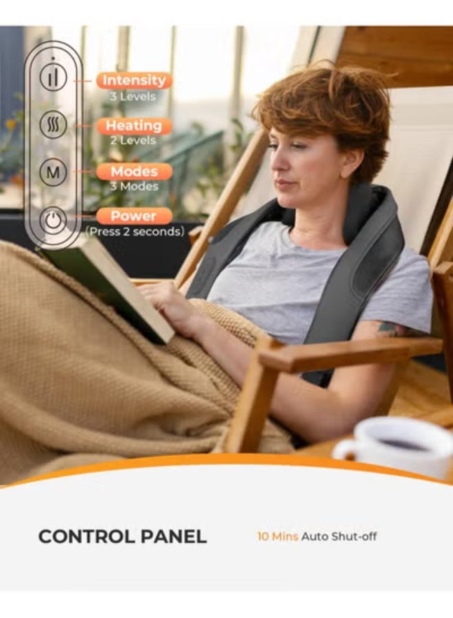 جهاز مساج لاسلكي للرقبة والظهر – تدليك عميق 6D شياتسو مع تدفئة للرقبة، الكتفين والظهر، للاستخدام المنزلي والمكتبي - Image 4