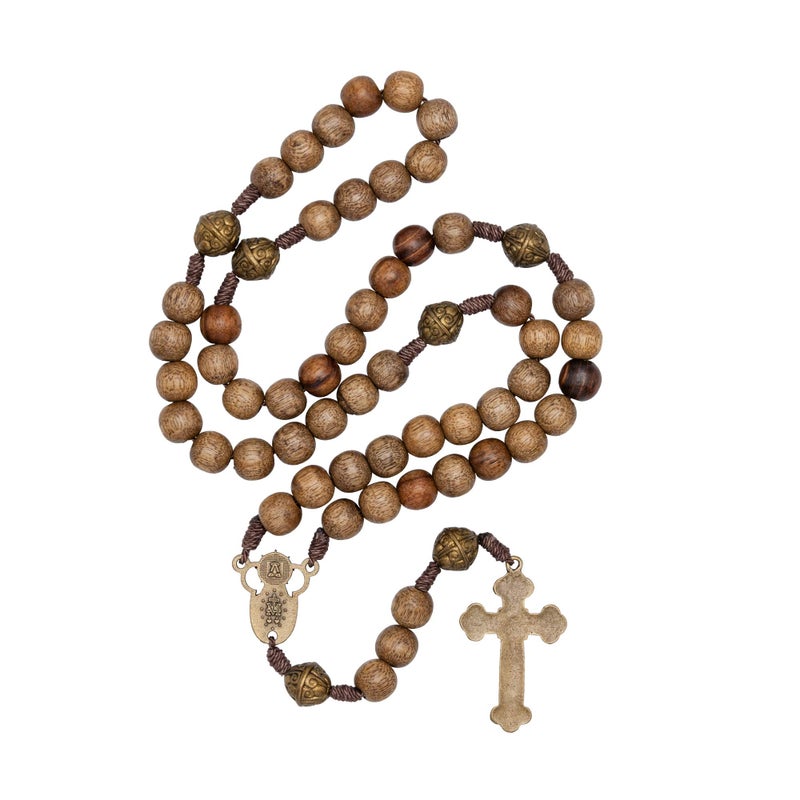 Intercessionâ„¢ Our Father Sacred Handmade Solid Wood Rosary (Our Lady - Walnut) - Image 2
