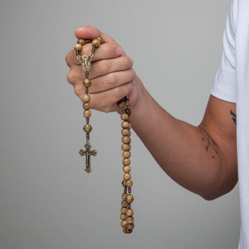 Intercessionâ„¢ Our Father Sacred Handmade Solid Wood Rosary (Our Lady - Walnut) - Image 5