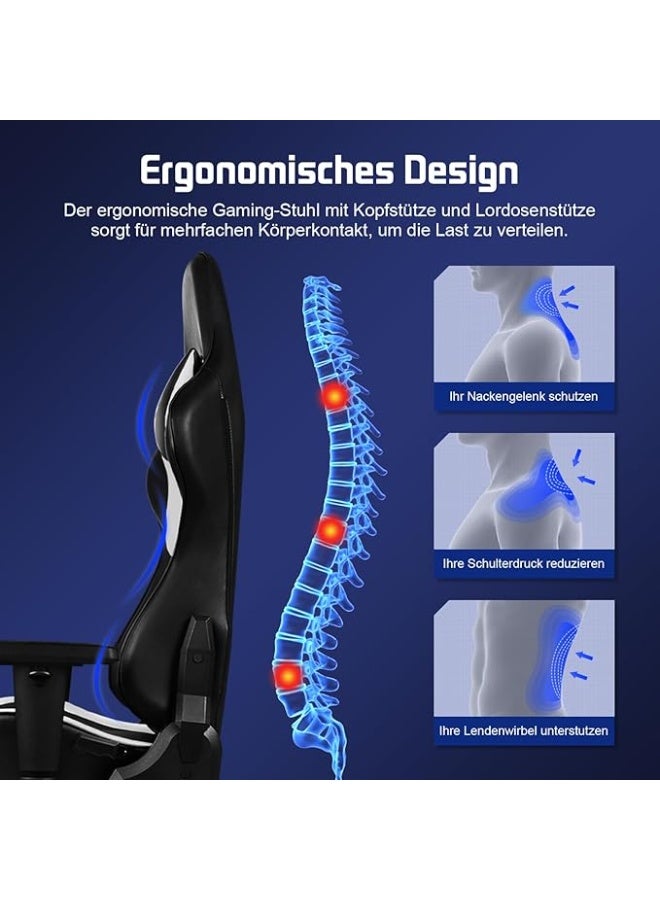 Computer Gaming Chair with Ergonomic Back Support Adjustable Armrests and Rocking Function for Home Office and Study - Image 5