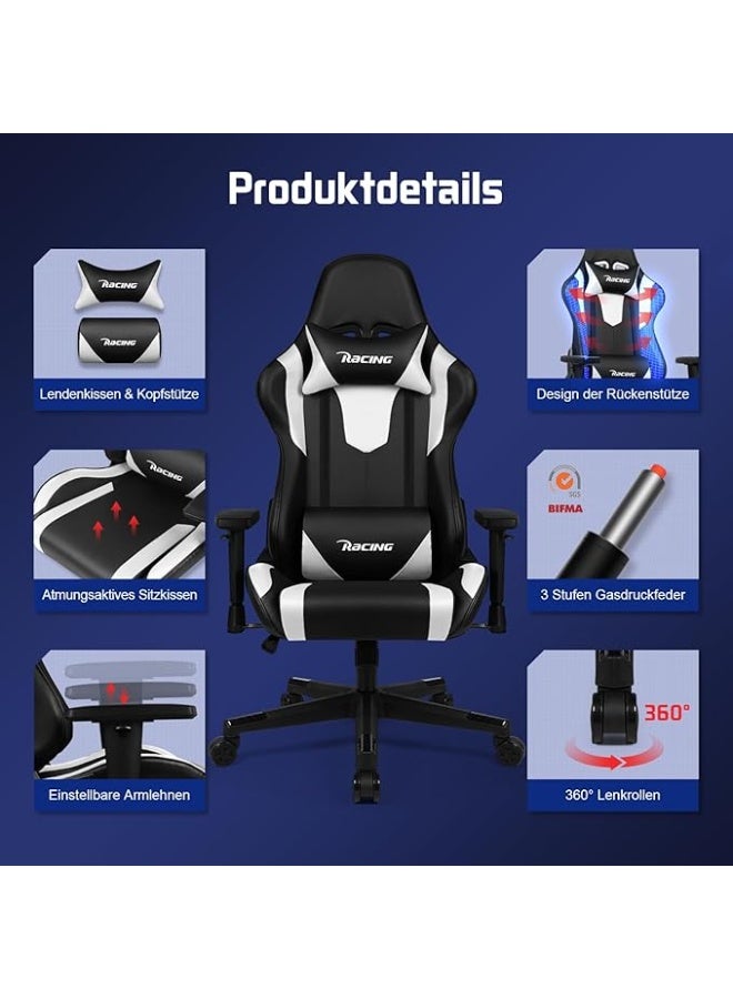 Computer Gaming Chair with Ergonomic Back Support Adjustable Armrests and Rocking Function for Home Office and Study - Image 4