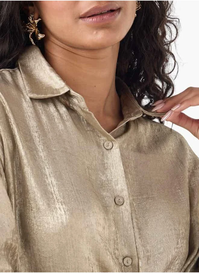 2Xtremz 2Xtremz Textured Shirt with Collar and Long Sleeves