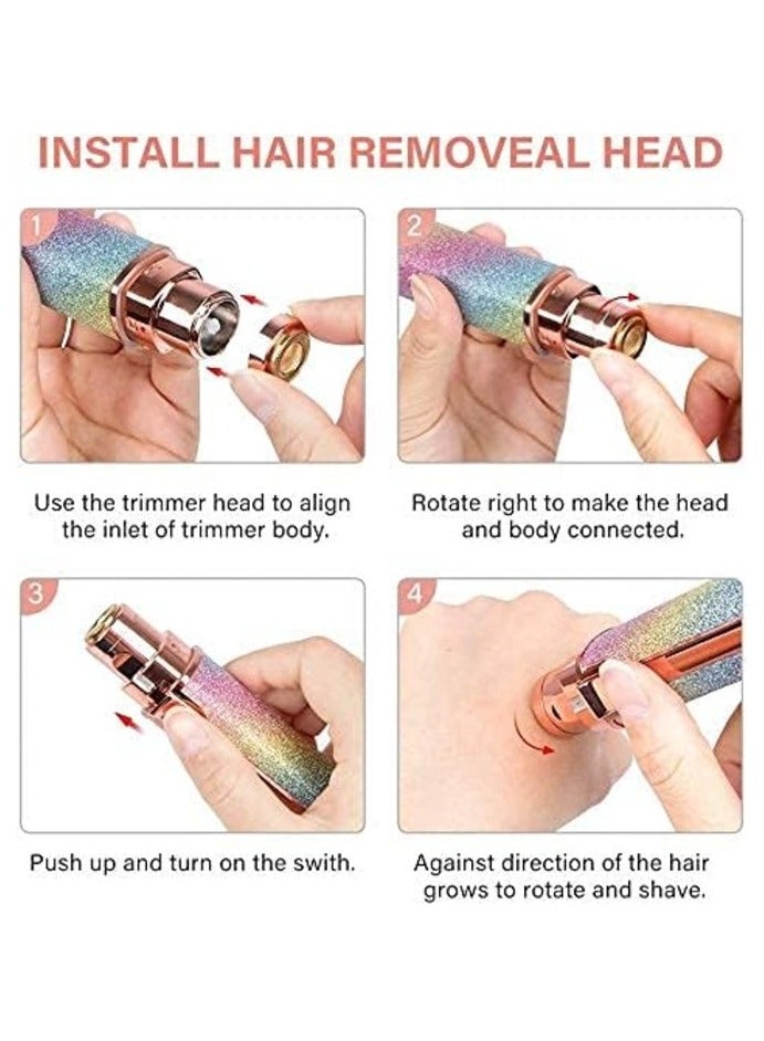 صندوق العاب Facial Hair Remover & Eyebrow Trimmer, 2 In 1 Eyebrow Remover and Painless Hair Remover, Eyebrow Lips Nose Body Facial Hair Removal Razor For Women with Built-in LED Light - Image 3