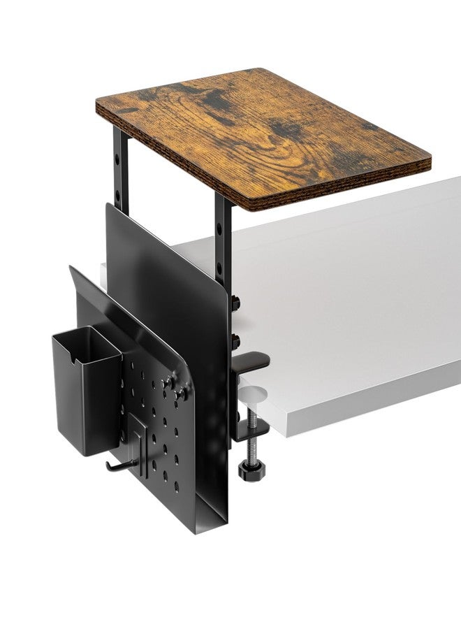 AUATRONNE Clamp On Desk Shelf, Desk Side Storage, Steel Side Desk Organizer and Wood Desktop Supplies Storage Rack, Clamp Mount, Fits Flat Edge Tables 0.3" to 2.2" - Image 1