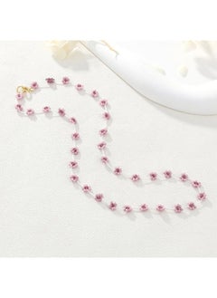 KELITCH Women Flower Bead Necklaces Hand Woven Choker Necklaces Bohemian Beach Jewelry (Purple 18E)  - Image 3