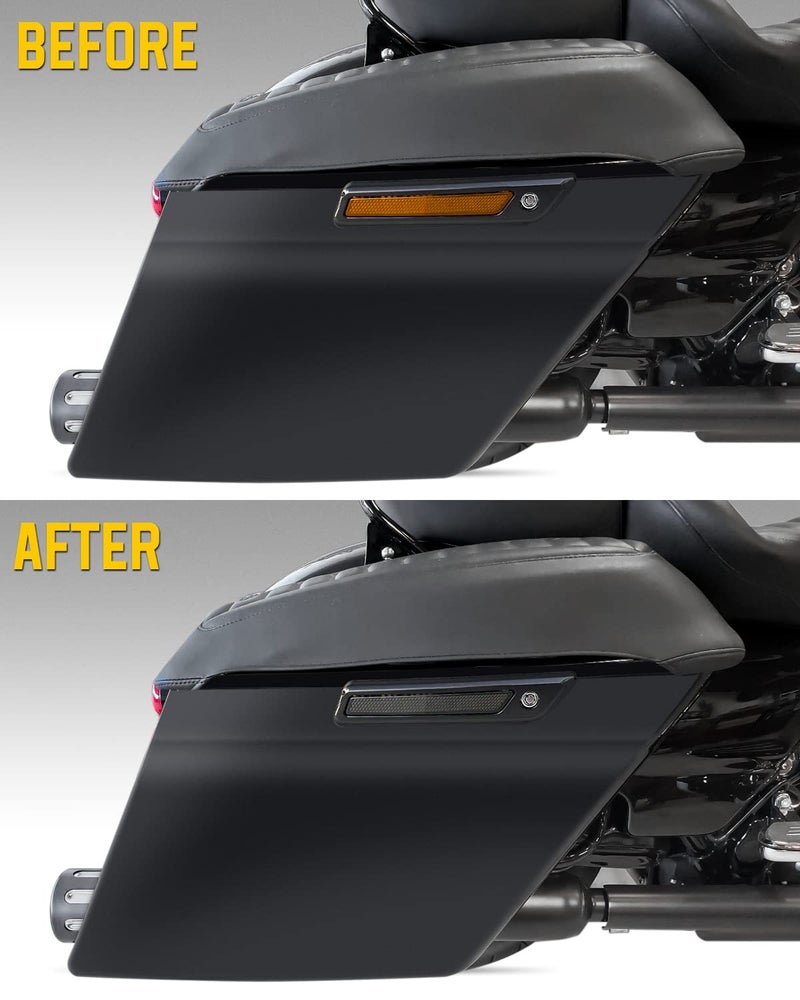 ANONEMOTO Black Saddle Bag Reflector Inserts, Saddlebag Latch Cover Reflector Compatible for Harley Touring 2014-2024 Street Glide Electra Glide Road King Saddlebags Side Visibility - Image 3