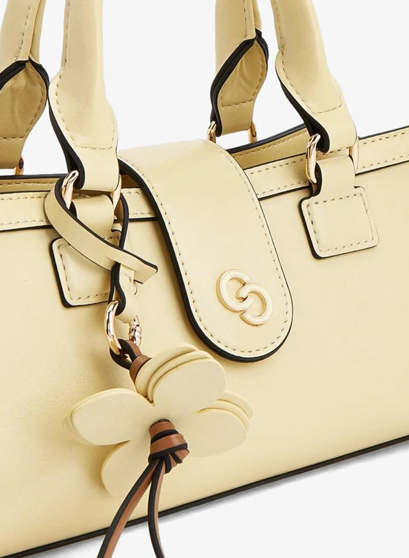 Celeste YELLOW Solid Tote Bag With Floral Charm for Women | Best Price UAE