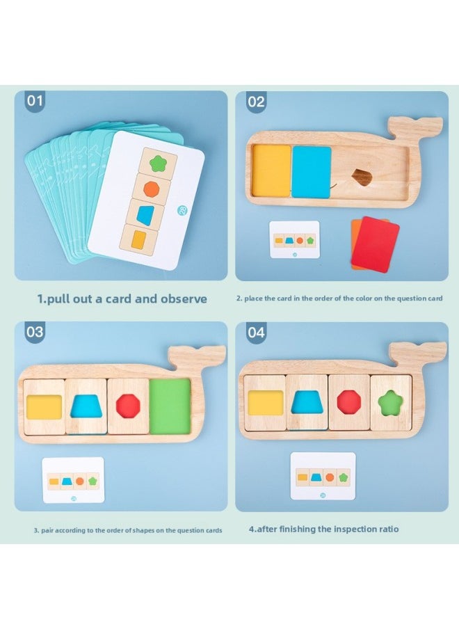 null - Children's Wooden Montessori Color Shape Matching Puzzle Cognitive Geometric Shape Teaching Aids Baby Early Education Educational Toys-Color:Geometric Shape Color Plate [whale Style] 044kg - Image 1