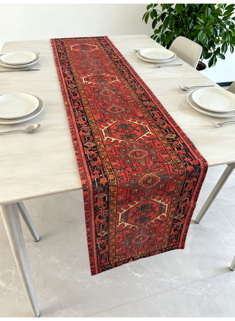 يولولاند مفرش طاولة أحمر على الطراز الفارسي، غطاء طاولة من الكتان بنمط عرقي، مقاس 33×180 سم، لديكور الطعام - Image 4