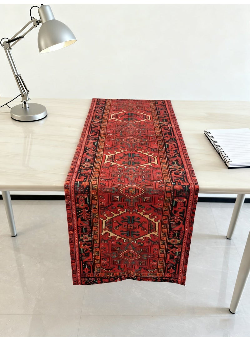 يولولاند مفرش طاولة أحمر على الطراز الفارسي، غطاء طاولة من الكتان بنمط عرقي، مقاس 33×180 سم، لديكور الطعام - Image 3