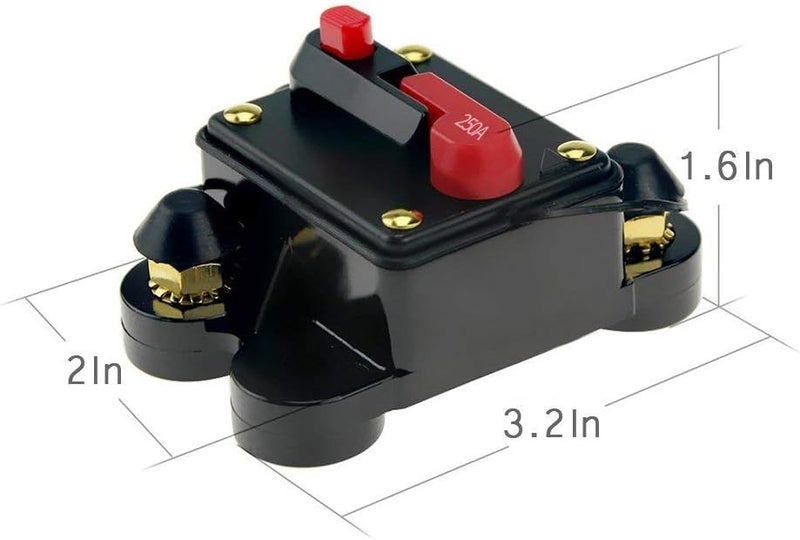 ANJOSHI Circuit Breaker 250amp with Manual Reset Home Solar System Fuse Holder for Car Audio and Amps Protection 12V-24V DC Reset Fuse Inverter Replace Fuses - Image 2