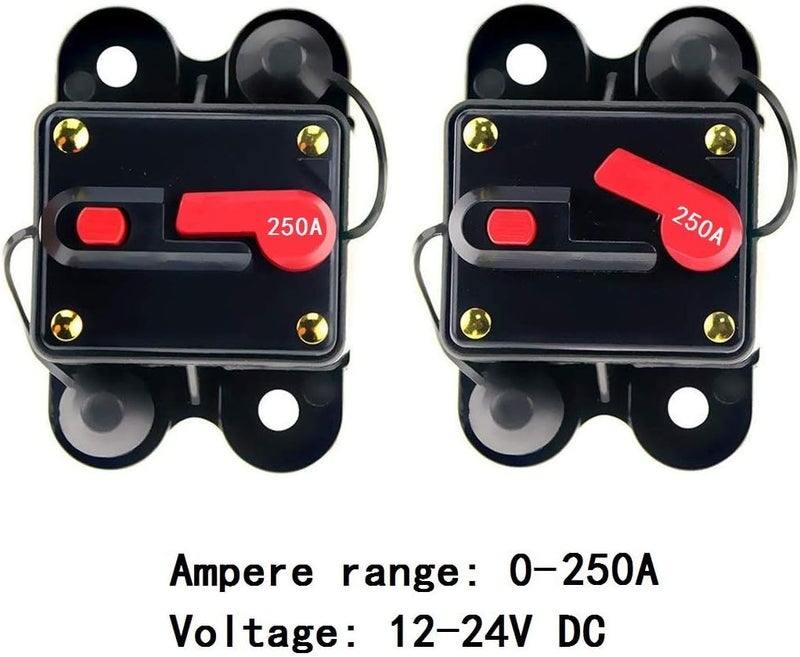 ANJOSHI Circuit Breaker 250amp with Manual Reset Home Solar System Fuse Holder for Car Audio and Amps Protection 12V-24V DC Reset Fuse Inverter Replace Fuses - Image 3