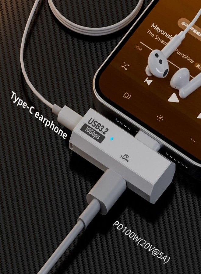 Chenyang محول تشين يانغ 2 في 1 USB C إلى سماعة رأس مع منفذ شحن 100 واط، USB C 1 ذكر إلى 2 أنثى محول بيانات شحن سريع OTG - Image 2