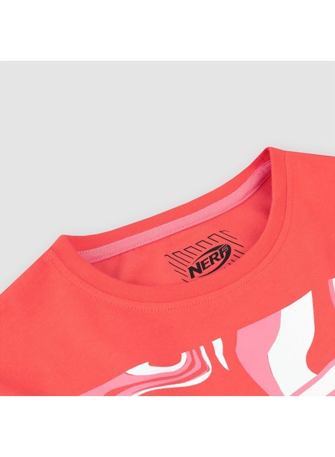 NERF Girls T-Shirt and Shorts Set Kids Camouflage Outfit Pink 8 - Image 5