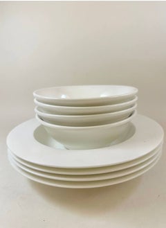 8 Piece ceramic Dinner Set For Everyday Use - Light Weight elegant creamy white - 4 Plates & 4 Bowls - Serves 4