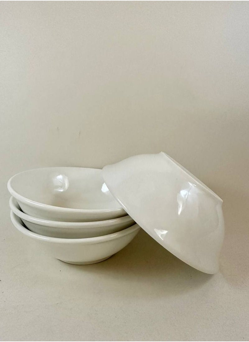 MtjrNet - 8 Piece ceramic Dinner Set For Everyday Use - Light Weight elegant creamy white - 4 Plates & 4 Bowls - Serves 4 - Image 1