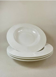 MtjrNet 8 Piece ceramic Dinner Set For Everyday Use - Light Weight elegant creamy white - 4 Plates & 4 Bowls - Serves 4  - Image 3
