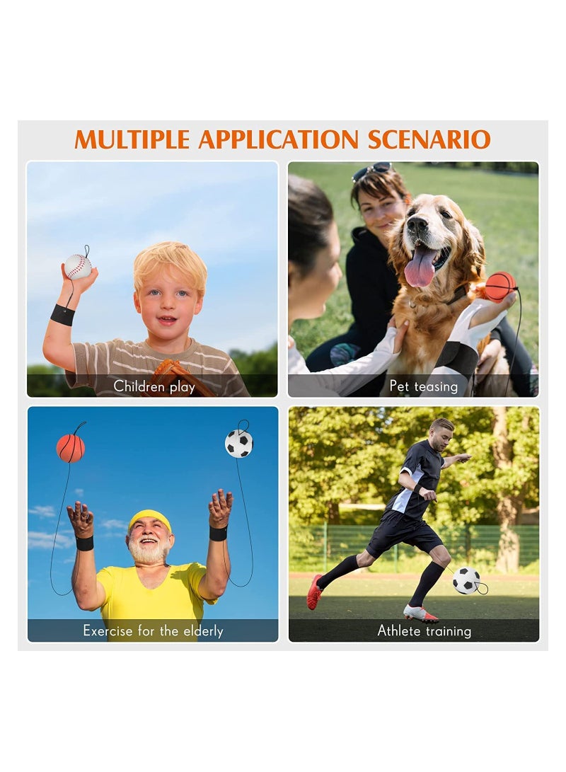 SYOSI 6 قطع كرة إرجاع المعصم الرياضية تشمل كرة السلة وكرة القاعدة وكرة القدم على حبل كرة مطاطية قافزة ملحقات معصم للأطفال هدايا حفلات أو تمارين أو لعب - Image 5