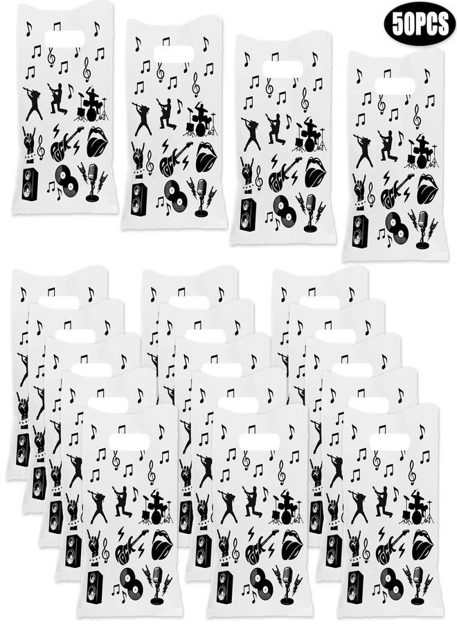 ATSMOICY 50PCS Rock and Roll Party Favors Goodie Bags, Rock Themed Plastic Favors Bags, Birthday Candy Bags Party Supplies Decorations - Image 4