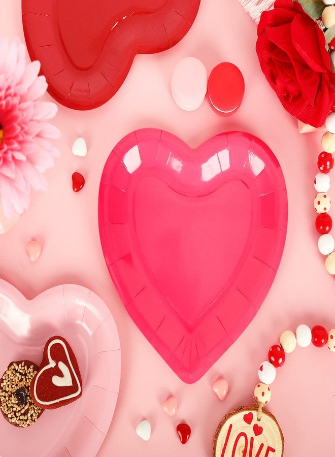 JarThenaAMCS جرثينا إيه إم سي إس 60 قطعة أطباق ورقية على شكل قلب ليوم عيد الحب أطباق disposable حمراء وردية أدوات مائدة زخرفية للاحتفال بالذكرى السنوية عيد الميلاد حفل الزفاف لوازم الحفلات - Image 5