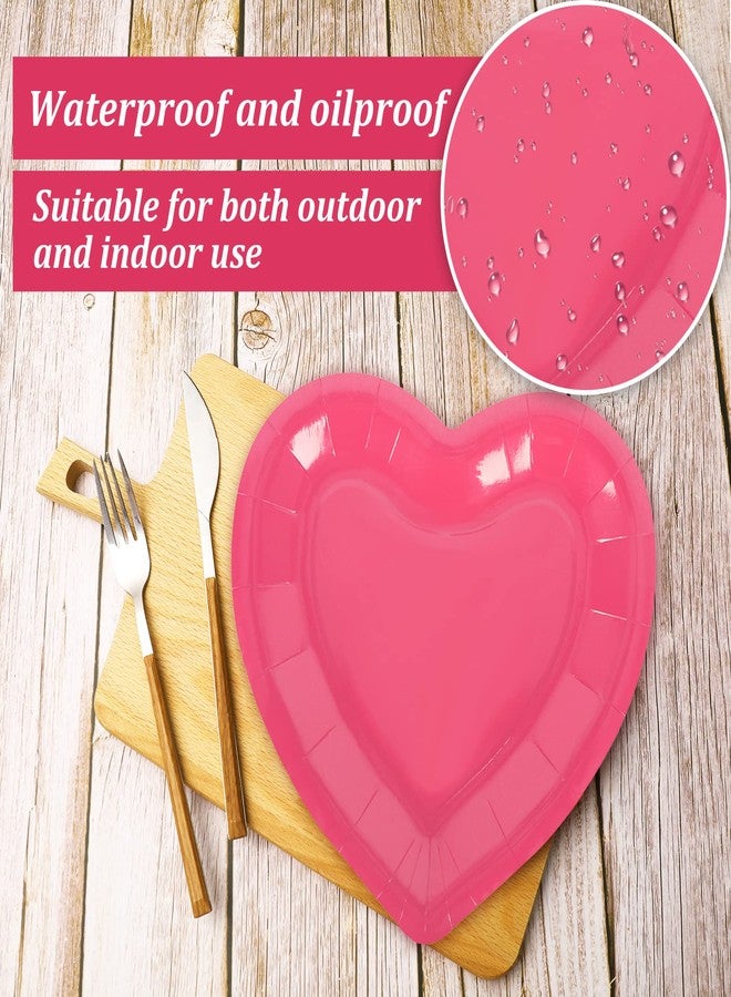 JarThenaAMCS جرثينا إيه إم سي إس 60 قطعة أطباق ورقية على شكل قلب ليوم عيد الحب أطباق disposable حمراء وردية أدوات مائدة زخرفية للاحتفال بالذكرى السنوية عيد الميلاد حفل الزفاف لوازم الحفلات - Image 3