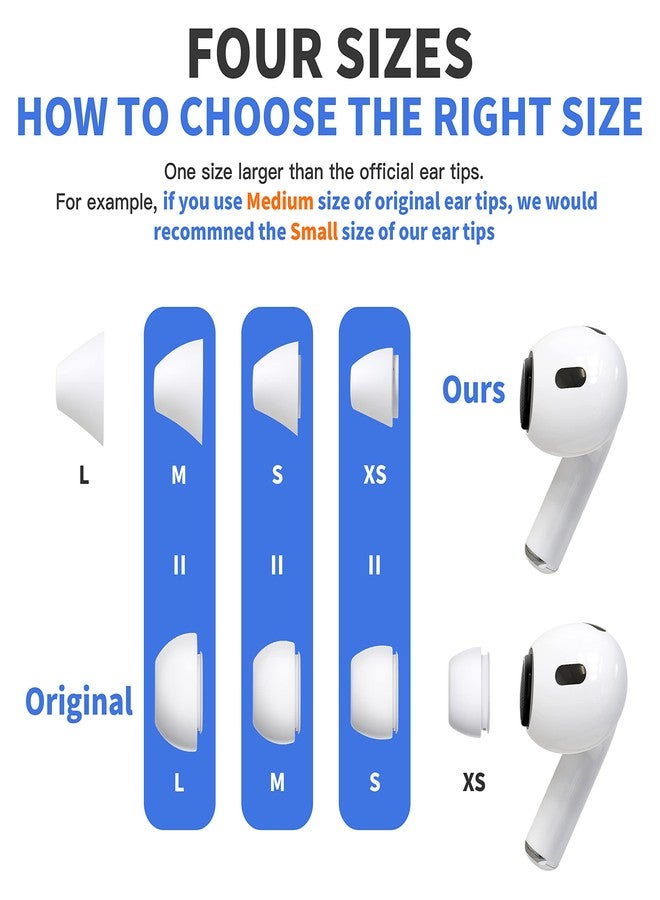 DamonLight 4 Pairs Ear Tips for AirPods Pro 1 & 2 [Relief Pain] [Fit in Case] Noise Cancellation Add Grip Sport Earbuds Extra Small/Small/Medium/Large (Mix Sizes) - Image 2