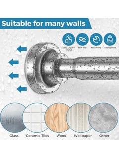 VUCATIN Shower Curtain Rod 100-167cm Tension Curtain Rod Shower Rod Tension Rod Spring Telescopic Pole Adjustable Clothes Drying Pole Rust Proof Shower Rods for Bathroom Silver Curtain Rods No Drilling  - Image 3
