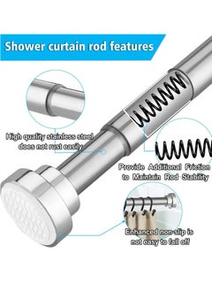 VUCATIN Shower Curtain Rod 100-167cm Tension Curtain Rod Shower Rod Tension Rod Spring Telescopic Pole Adjustable Clothes Drying Pole Rust Proof Shower Rods for Bathroom Silver Curtain Rods No Drilling  - Image 4