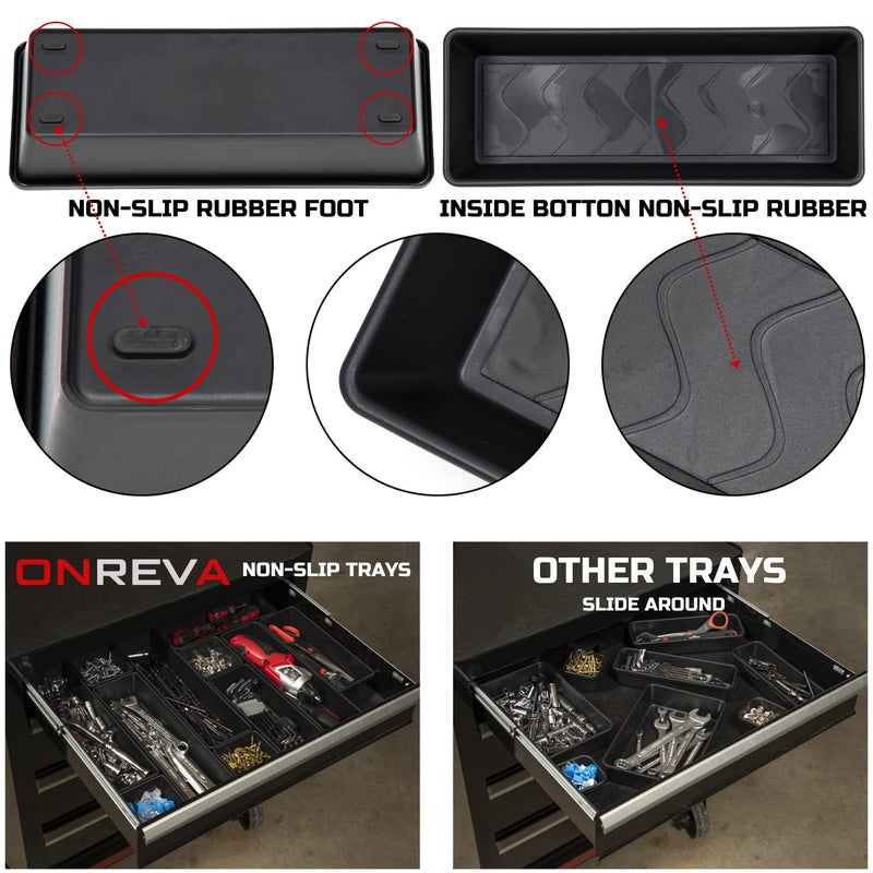ONREVA Tool Box Organizer Tray Divider Set, Extra Large Toolbox Trays, Tool Box Organizers and Storage Kit, Rolling Tool Chest Drawer Bins, Hardware Screwdrivers Pliers Organization, 12pcs - Image 3