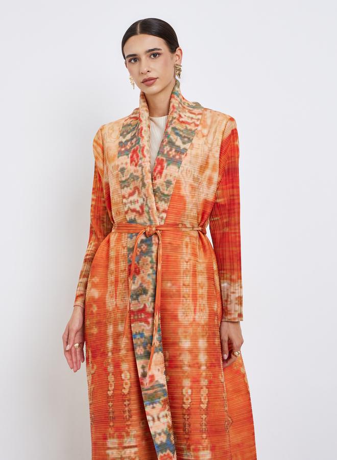 تايك تو عباية محبوكة بكسرات بطبعة كاملة وأكمام طويلة - Image 3