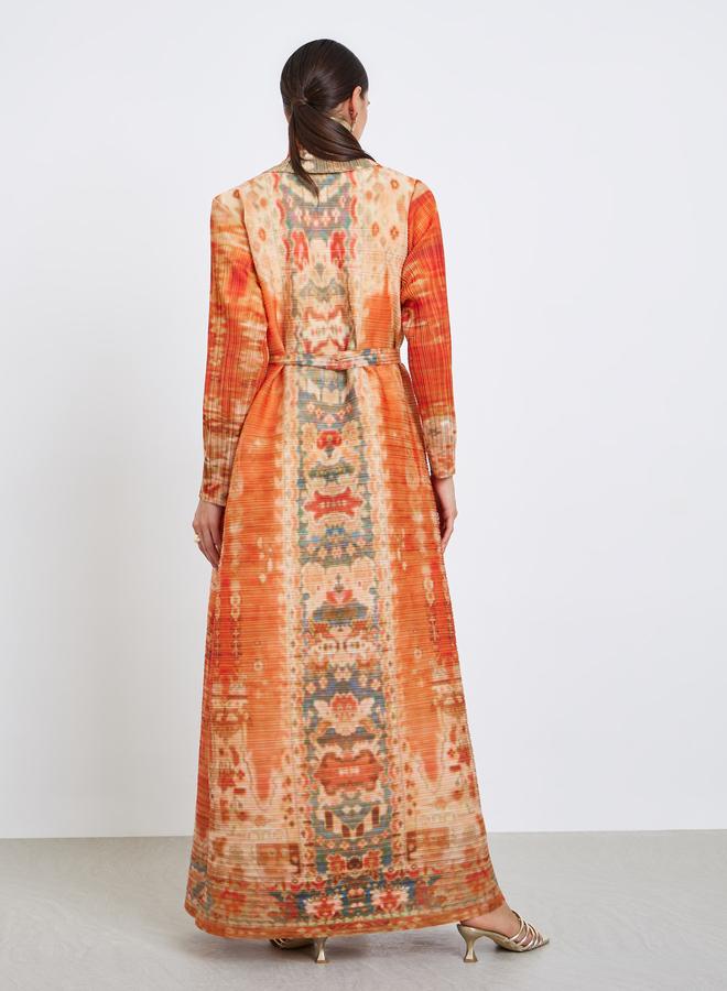 تايك تو عباية محبوكة بكسرات بطبعة كاملة وأكمام طويلة - Image 5