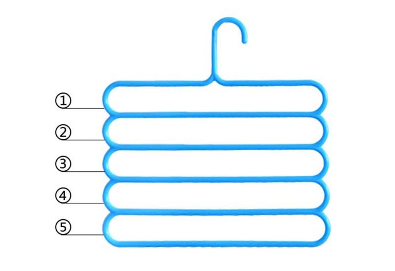 Pindia 1Pc 'S' Shape Plastic 5 Layer Pant Hanger, Cupboard Organiser Space Saving Hanger-Random Color - Image 4