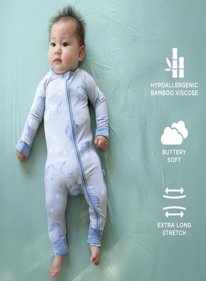 LittleHippo 2-Way Zipper Onesie Romper, Soft Spandex & Viscose from Bamboo One Piece Pajamas, Newborn, Baby Boys & Girls, Kids (Moon & Stars, 12-18 Months) - Image 5