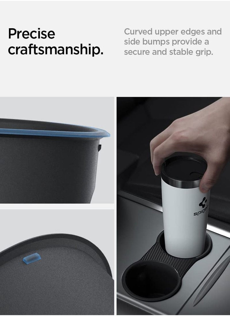 Spigen - Center Console Cup Holder Insert (Carbon Edition) for Tesla Model 3 and Y with Strong Grip - Image 1