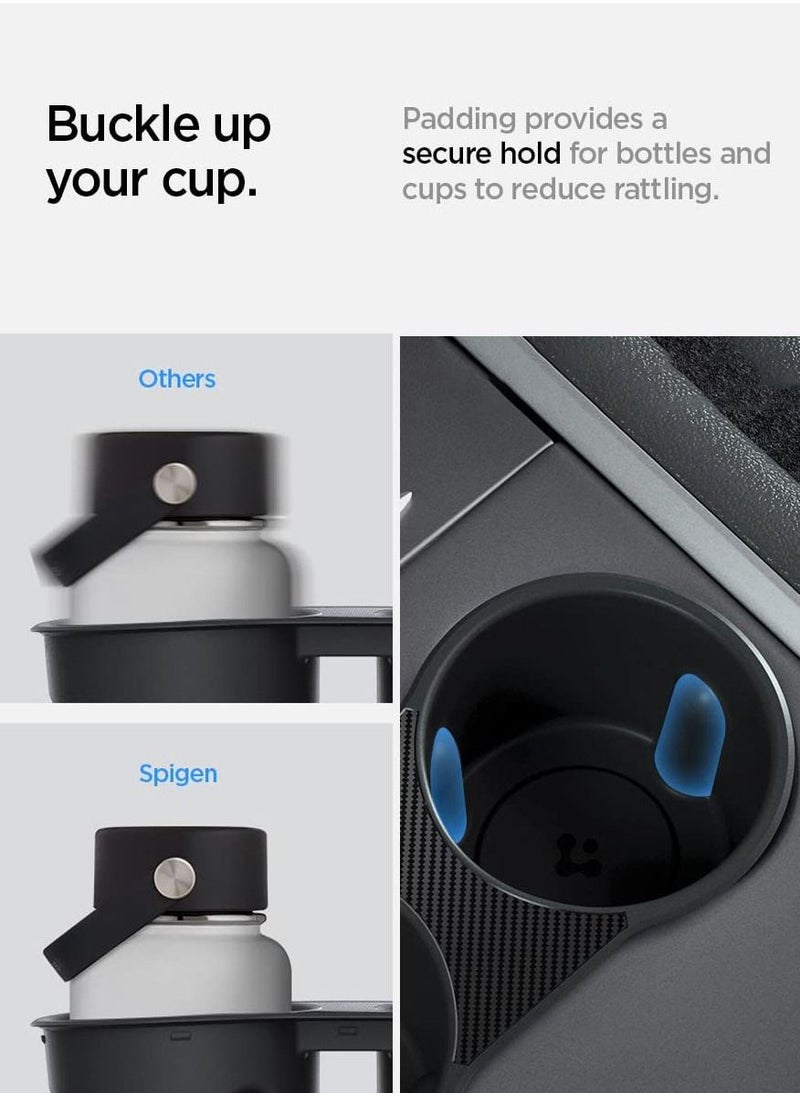 Spigen - Center Console Cup Holder Insert (Carbon Edition) for Tesla Model 3 and Y with Strong Grip - Image 1