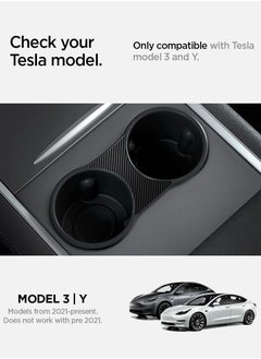Spigen Center Console Cup Holder Insert (Carbon Edition) for Tesla Model 3 and Y with Strong Grip  - Image 2