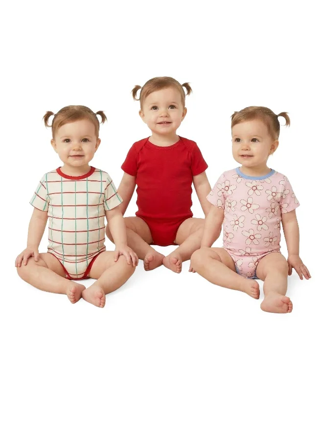 ايكو AIKO - Pack of 3 Multicolor Baby Body Suit