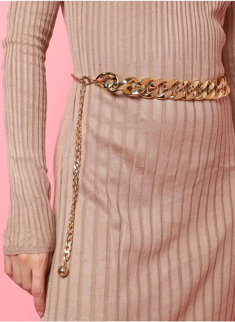 صوص هاوت Gold-Coloured Solid Waist Belt